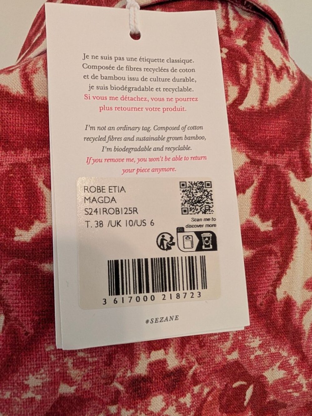 NWT Sezane Etia Dress, Size 6 (US), 10 (UK) - Picture 8 of 8